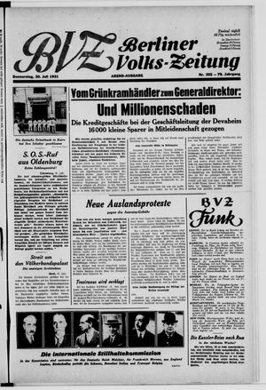Berliner Volkszeitung vom 30.07.1931