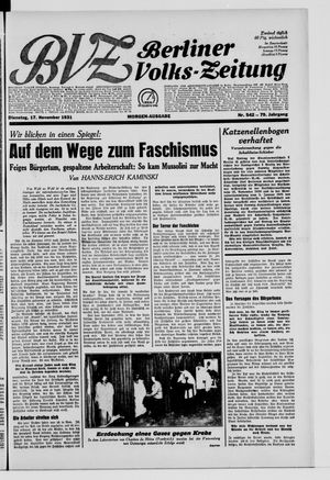 Berliner Volkszeitung vom 17.11.1931