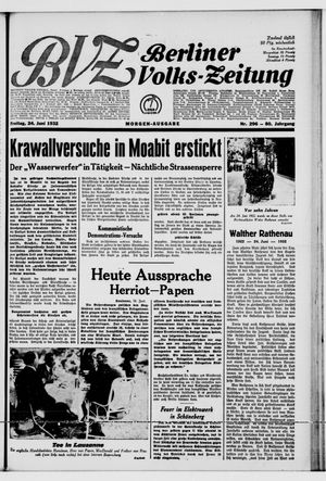 Berliner Volkszeitung on Jun 24, 1932