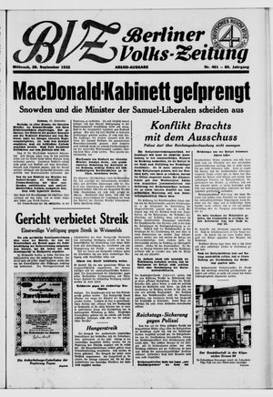 Berliner Volkszeitung vom 28.09.1932