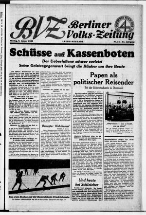 Berliner Volkszeitung vom 09.01.1933