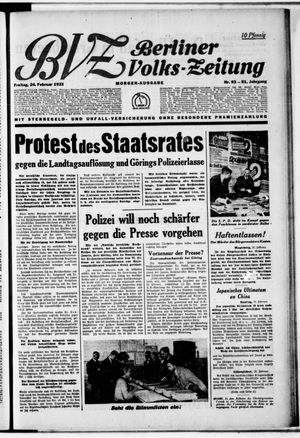Berliner Volkszeitung on Feb 24, 1933