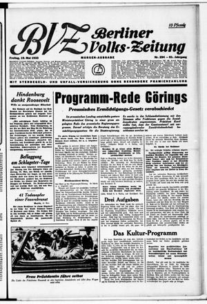 Berliner Volkszeitung on May 19, 1933