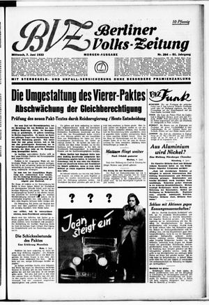 Berliner Volkszeitung vom 07.06.1933