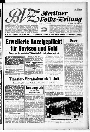 Berliner Volkszeitung vom 09.06.1933