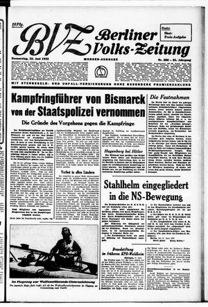 Berliner Volkszeitung vom 22.06.1933