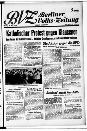 Berliner Volkszeitung on Jun 26, 1933