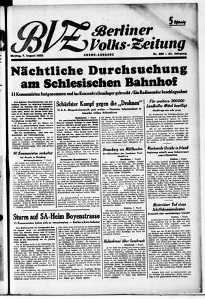 Berliner Volks-Zeitung vom 07.08.1933
