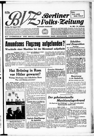 Berliner Volkszeitung vom 18.08.1933