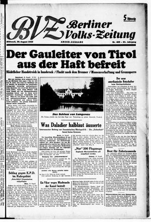 Berliner Volkszeitung vom 30.08.1933