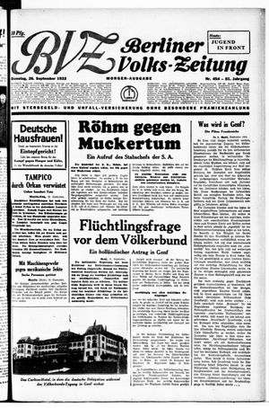 Berliner Volkszeitung vom 26.09.1933