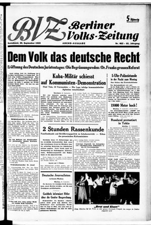 Berliner Volkszeitung vom 30.09.1933