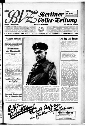 Berliner Volkszeitung vom 01.10.1933