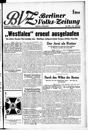 Berliner Volkszeitung vom 07.10.1933