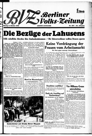 Berliner Volkszeitung vom 09.10.1933