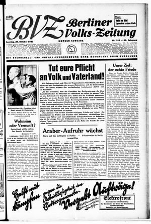 Berliner Volkszeitung vom 29.10.1933