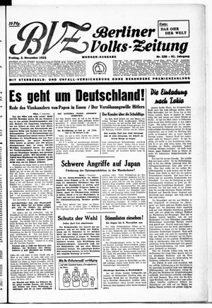 Berliner Volkszeitung vom 03.11.1933