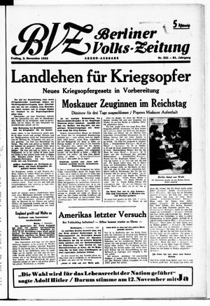 Berliner Volkszeitung vom 03.11.1933