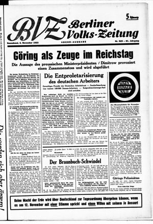 Berliner Volkszeitung vom 04.11.1933