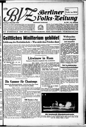 Berliner Volkszeitung vom 03.12.1933