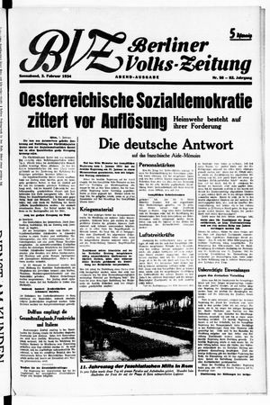 Berliner Volkszeitung vom 03.02.1934