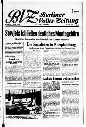 Berliner Volkszeitung vom 09.02.1934