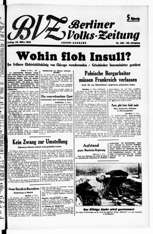 Berliner Volkszeitung vom 16.03.1934