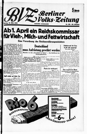 Berliner Volkszeitung vom 19.03.1934