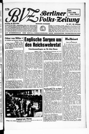 Berliner Volkszeitung vom 10.04.1934