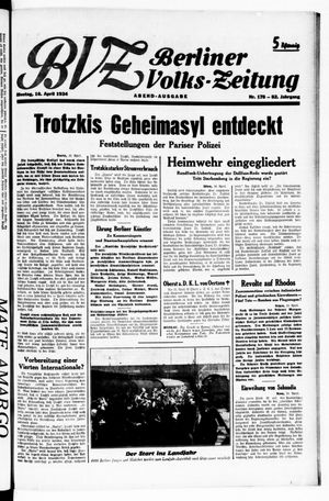 Berliner Volkszeitung vom 16.04.1934