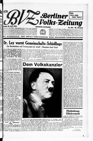 Berliner Volkszeitung vom 20.04.1934