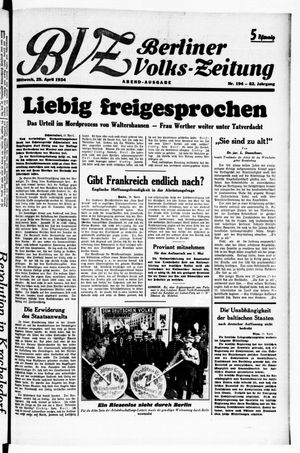 Berliner Volkszeitung vom 25.04.1934