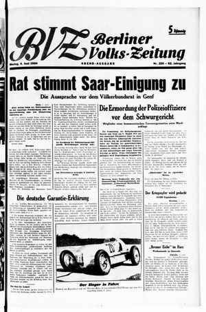 Berliner Volks-Zeitung vom 04.06.1934