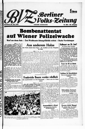 Berliner Volkszeitung vom 23.06.1934