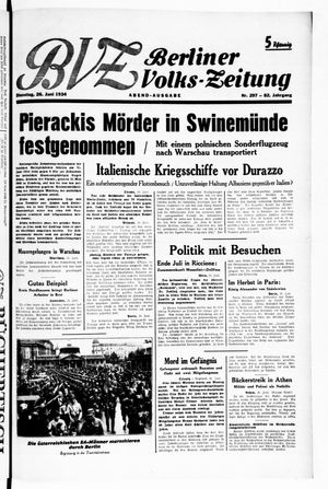 Berliner Volkszeitung vom 26.06.1934