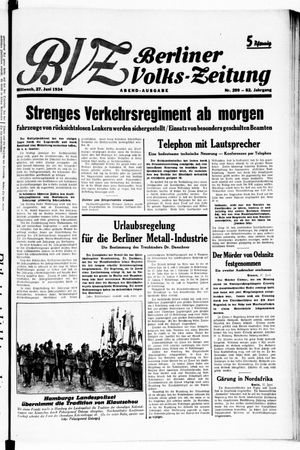 Berliner Volkszeitung vom 27.06.1934