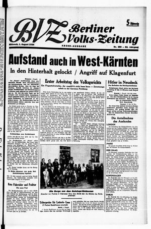 Berliner Volkszeitung on Aug 1, 1934