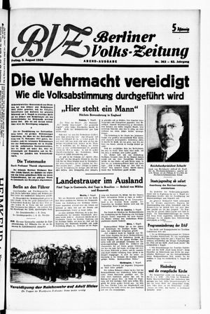 Berliner Volkszeitung vom 03.08.1934