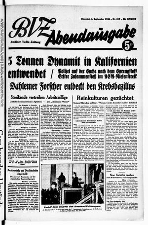 Berliner Volks-Zeitung vom 04.09.1934