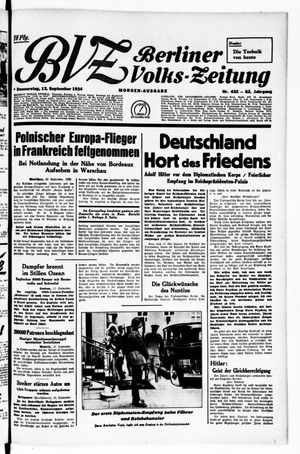 Berliner Volkszeitung vom 13.09.1934