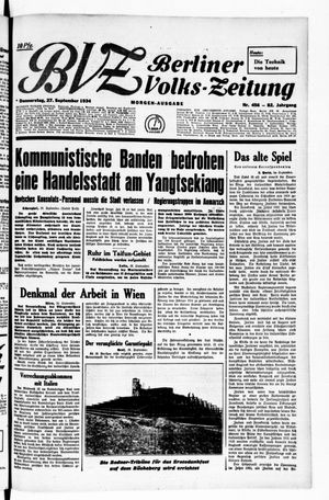 Berliner Volkszeitung vom 27.09.1934