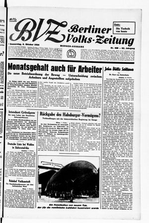Berliner Volkszeitung vom 04.10.1934