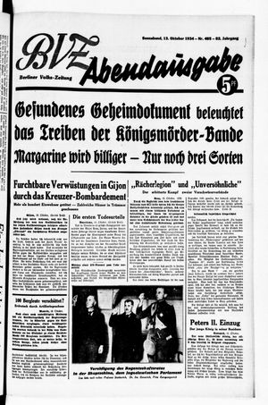 Berliner Volks-Zeitung vom 13.10.1934