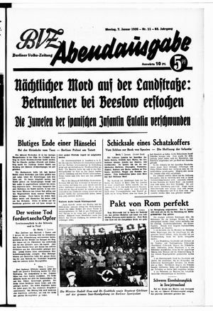 Berliner Volks-Zeitung vom 07.01.1935