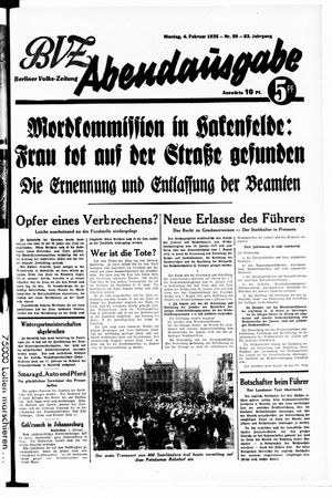 Berliner Volks-Zeitung vom 04.02.1935