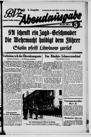 Berliner Volkszeitung vom 20.04.1935