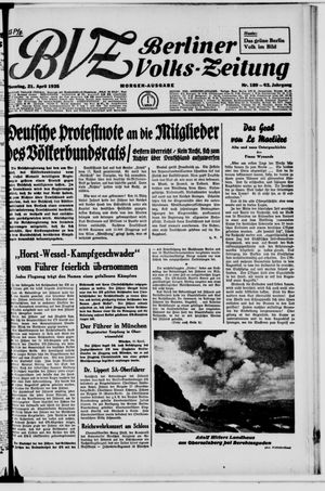 Berliner Volkszeitung vom 21.04.1935