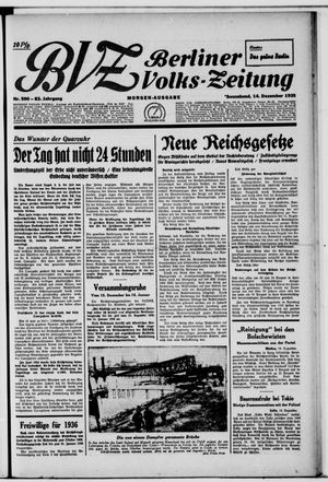 Berliner Volkszeitung on Dec 14, 1935