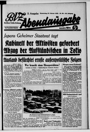 Berliner Volkszeitung vom 27.02.1936