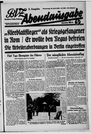 Berliner Volkszeitung vom 30.04.1936